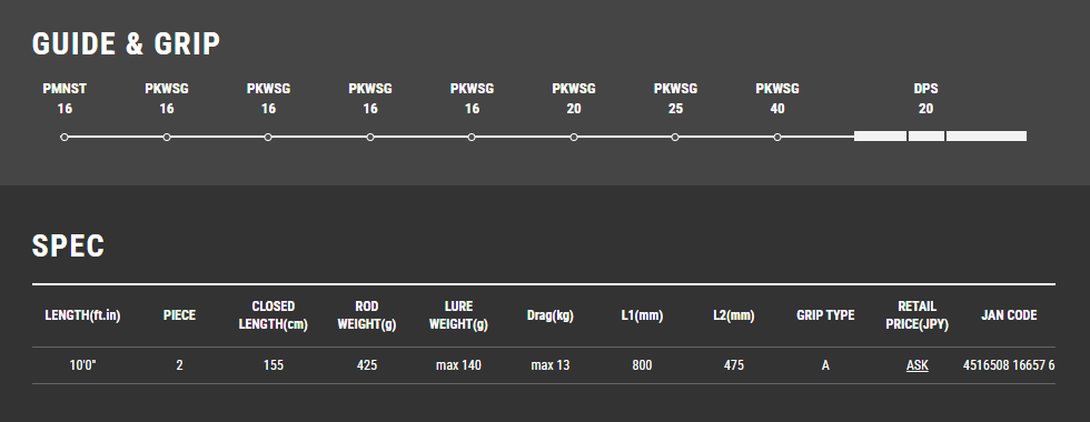 Tailwalk MANBIKA Ver2 100XXH Shore Jigging Rod