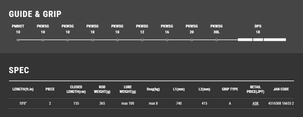 Tailwalk MANBIKA Ver2 100XH 岸钓竿