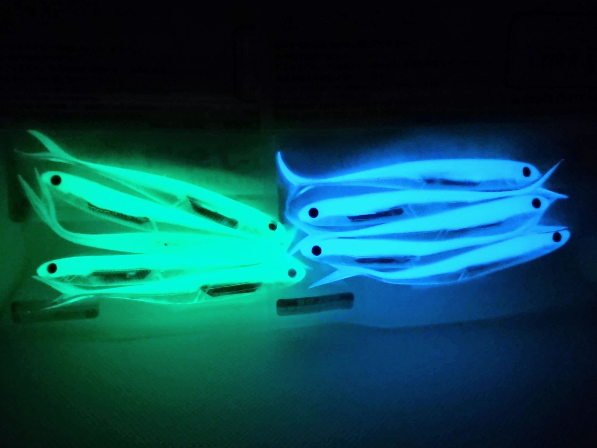 Fish Arrow 4 inches soft bait Green Glow and Blue Glow