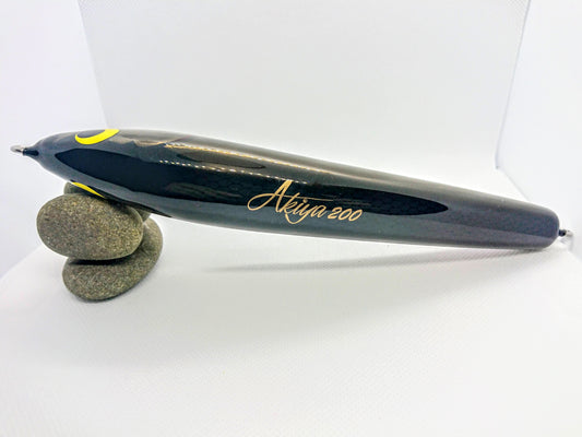 Señuelo de pesca con palo | Woodream - Akiya 200F | Negro plateado