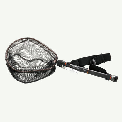 Fishing net and rod with holder on a white background