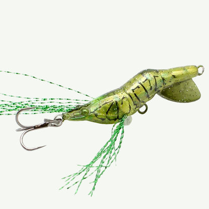 Green fishing lure with detailed design on a white background