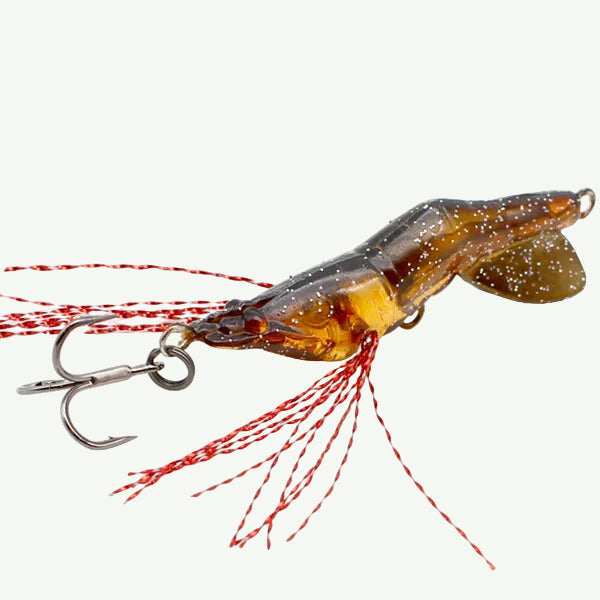 Fishing lure with red skirt on a white background