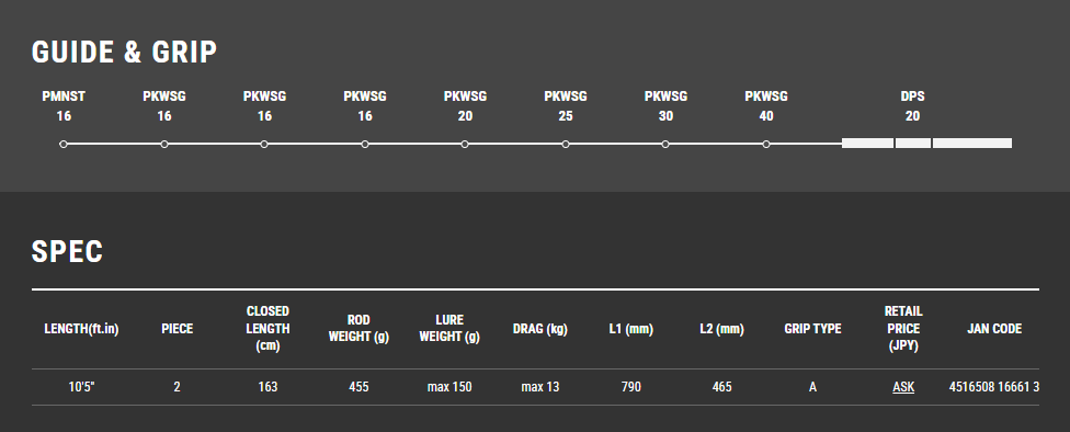 Tailwalk MANBIKA Ver2 105XXH PLUGGING SP 顶水钓竿
