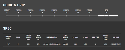 Tailwalk RIZE SHOOTER SSD S910H 岸钓竿