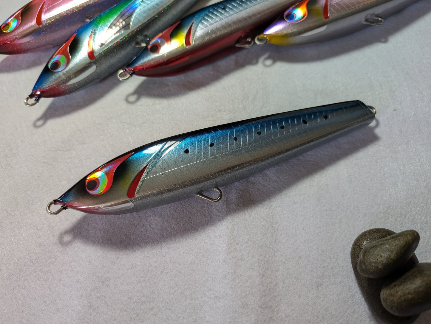 bozles ushiwakamaru topwater stickbait lure bule silver sardine