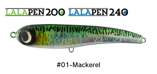 Fishing lure with 'LALA PEN' branding on a white background #01-Mackerel