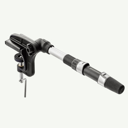 Black and silver tool with a white background