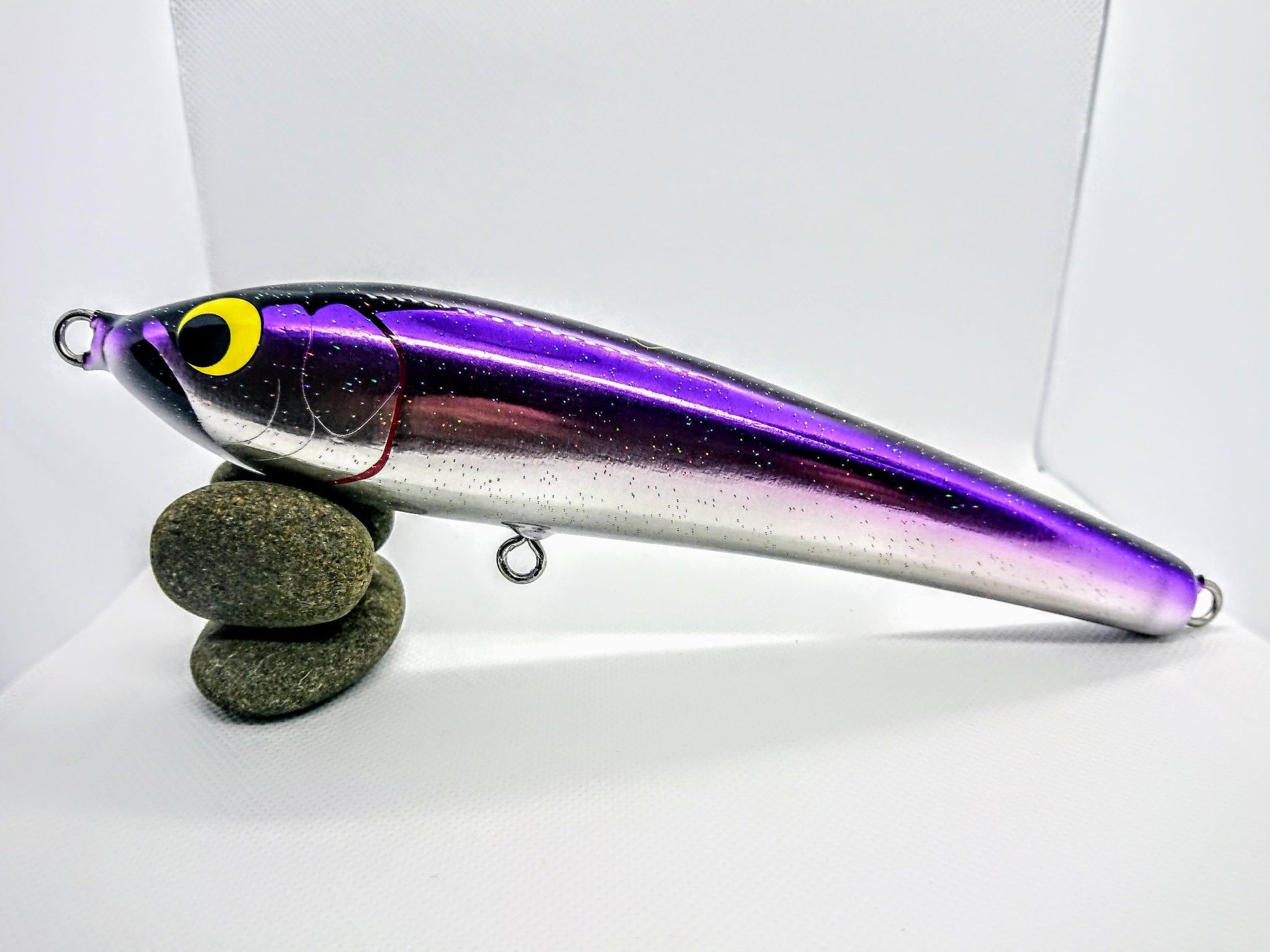 woodream akiya 200 topwater stickbait lure purple silver